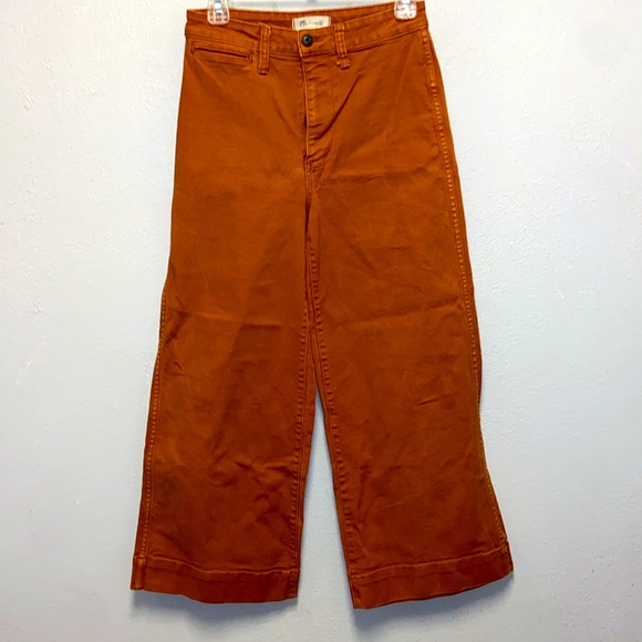 Madewell Warm Coffee Emmett High-rise Cropped Wide Leg Utility Casual Jeans 3342 - Picture 2 of 10